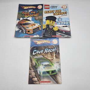 Hot Wheels Race The World Ready For Take off & Cave Race Books Level 1 Lot of 3